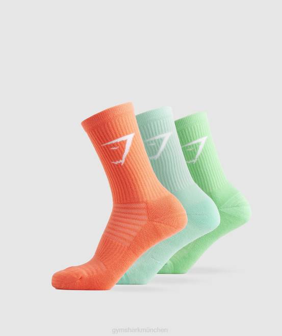 Orange/Poolblau/Irisgrün (ausverkauft) Zubehör Gymshark unisex Crew-Socken 3er-Pack 04P81100
