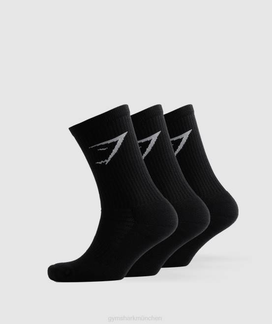 Schwarz Zubehör Gymshark unisex Crew-Socken 3er-Pack 04P81084