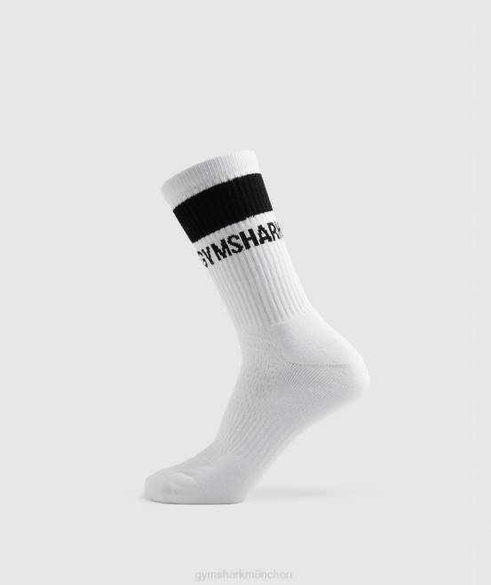 weiß schwarz Zubehör Gymshark unisex Premium-Crew-Socke, 1 Stück 04P81094